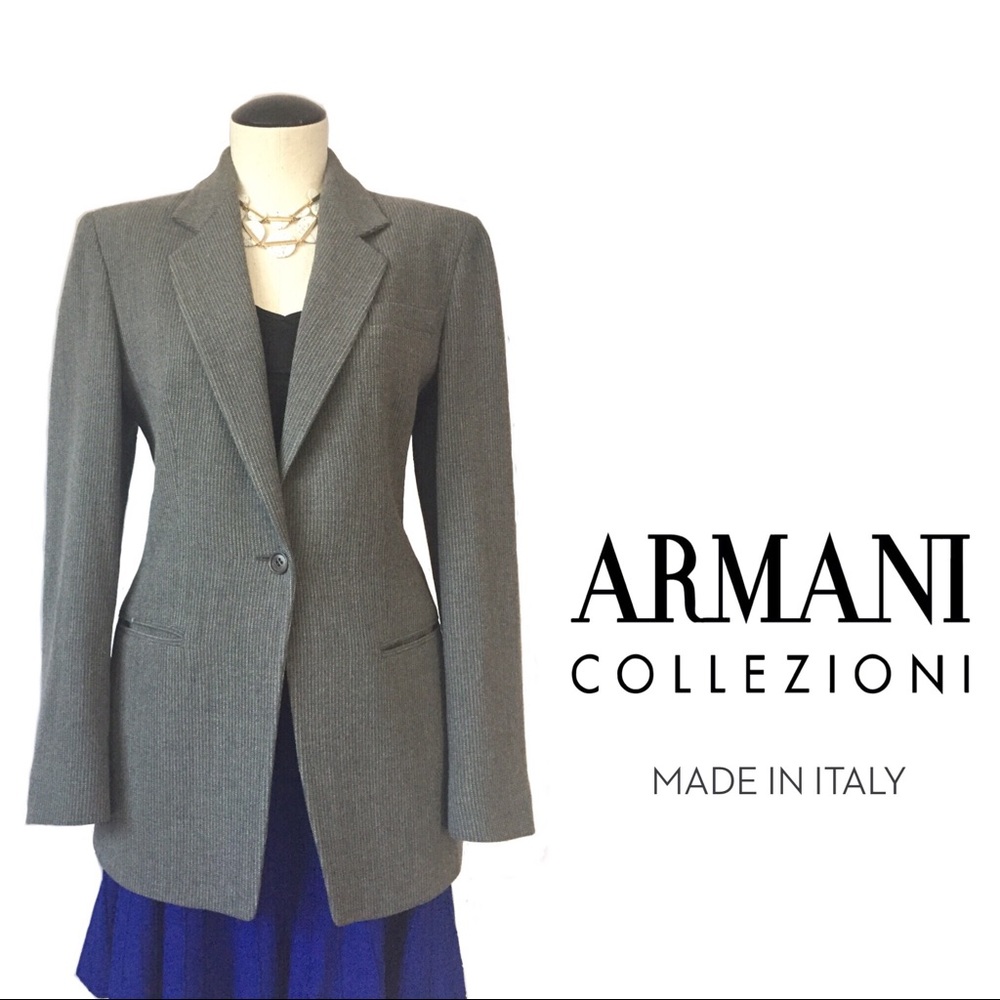 ARMANI Collezioni wool-blend pinstripe blazer 10